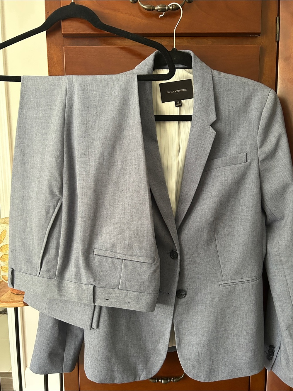 Women Light Blue Two-Piece Suit Blazer & Pants